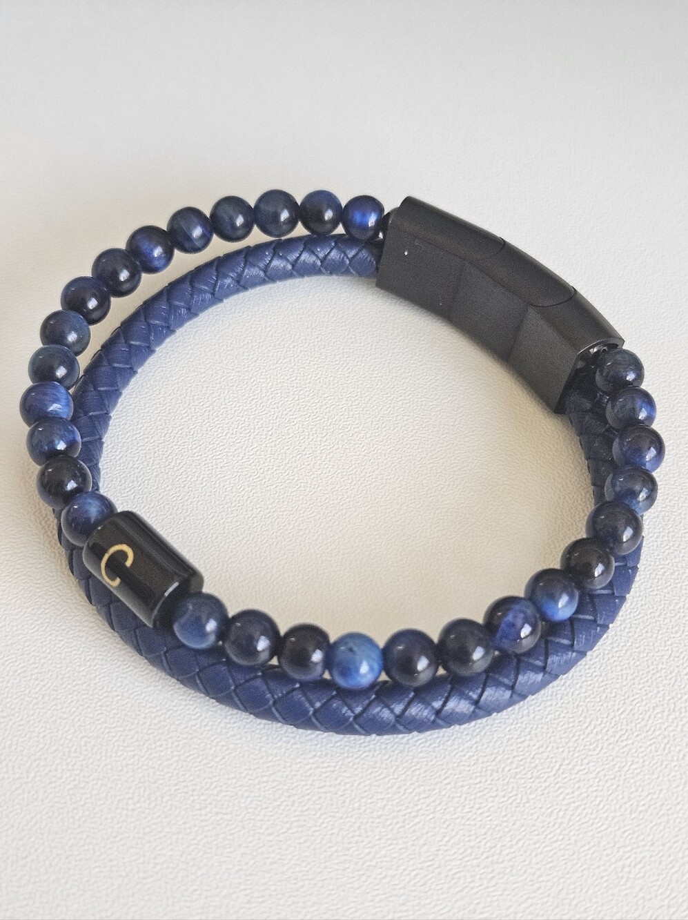 Blue Lapis Lazuli Beaded Two Layer Bracelet